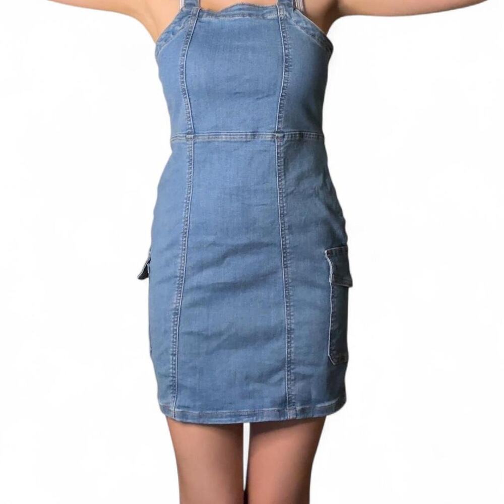 Blue Denim Pencil Mini Dress